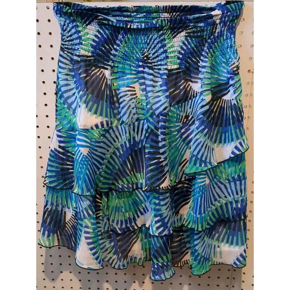 Fashion Bug Skirt Medium Layered Blue Black Green White